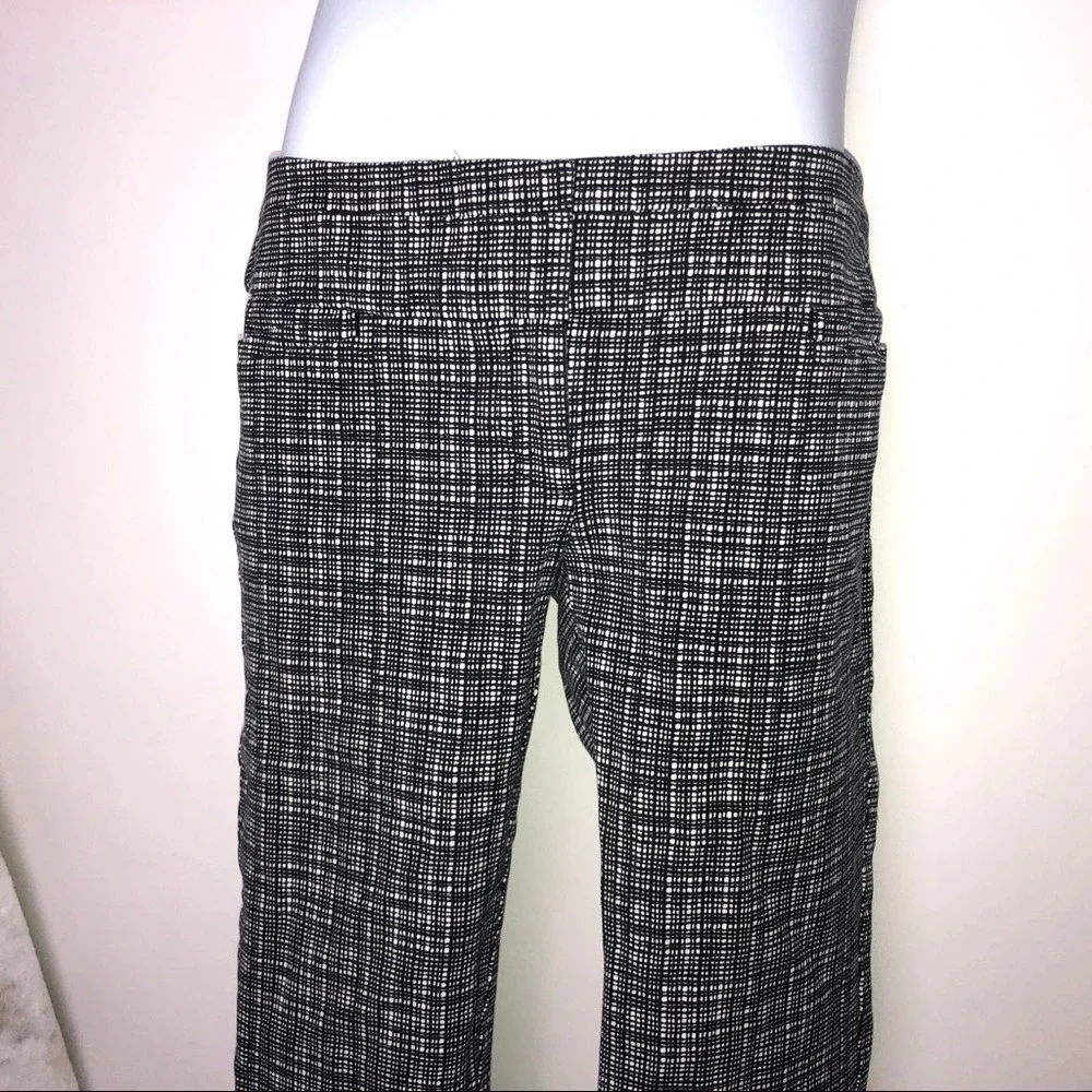 LOFT Marisa Skinny Black & White Plaid Pants 2‎
